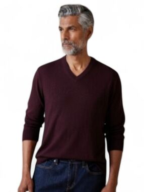 Banana Republic Merino Wool V Neck Sweater Men's Large - Plum